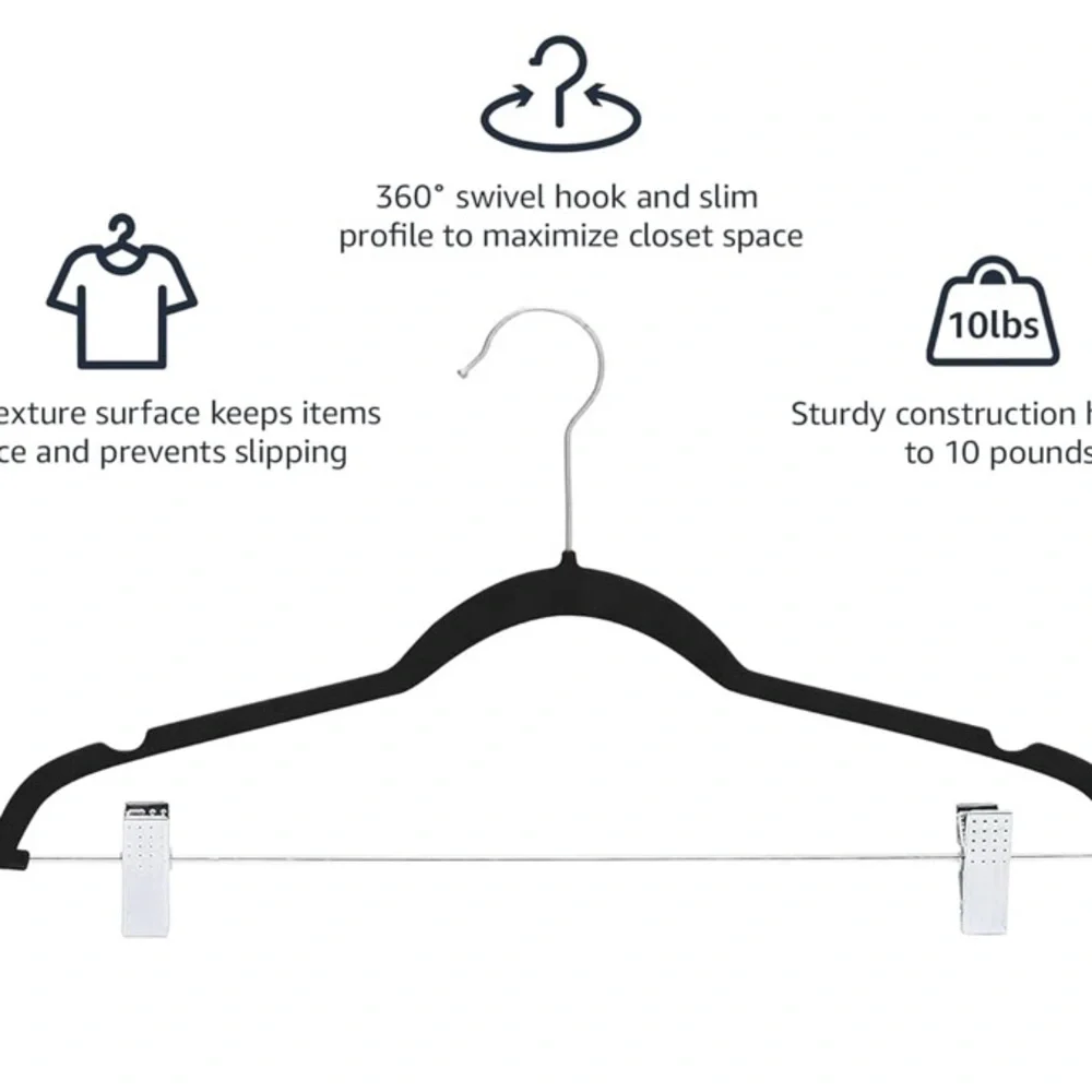 Black Velvet Skirt/Pants Hangers (10 Pack) - Picture 4 of 6